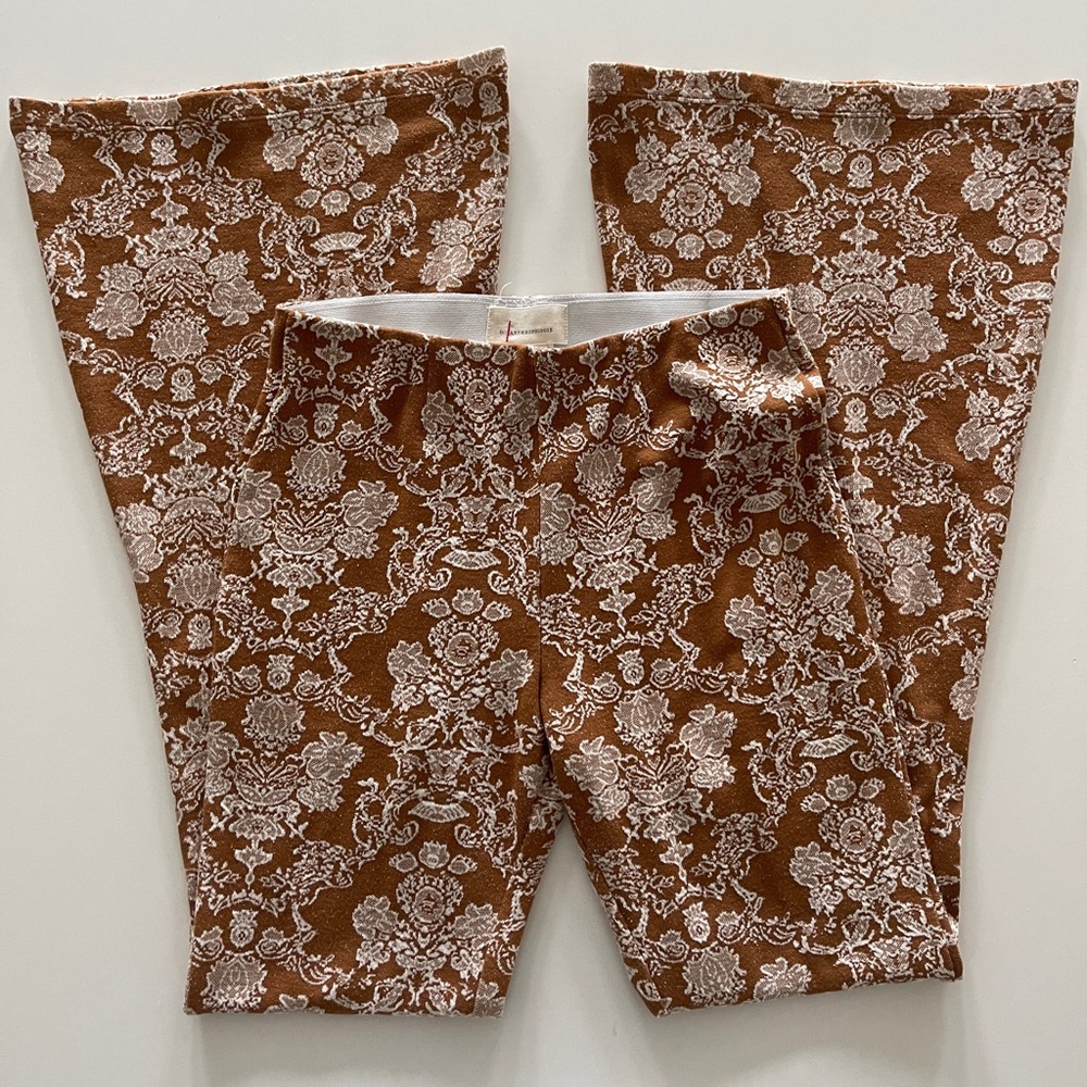 Anthropologie pull on printed knit flare pants